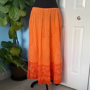 White Stag Bright Orange “Orange Smoothie” 100% Cotton Large MIDI Maxi Skirt